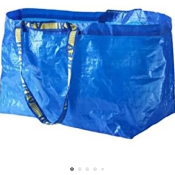 IKEA FRAKTA (2) OVERSIZED BLUE SHOPPING/LAUNDRY TOTE BAGS - Picture 2 of 7